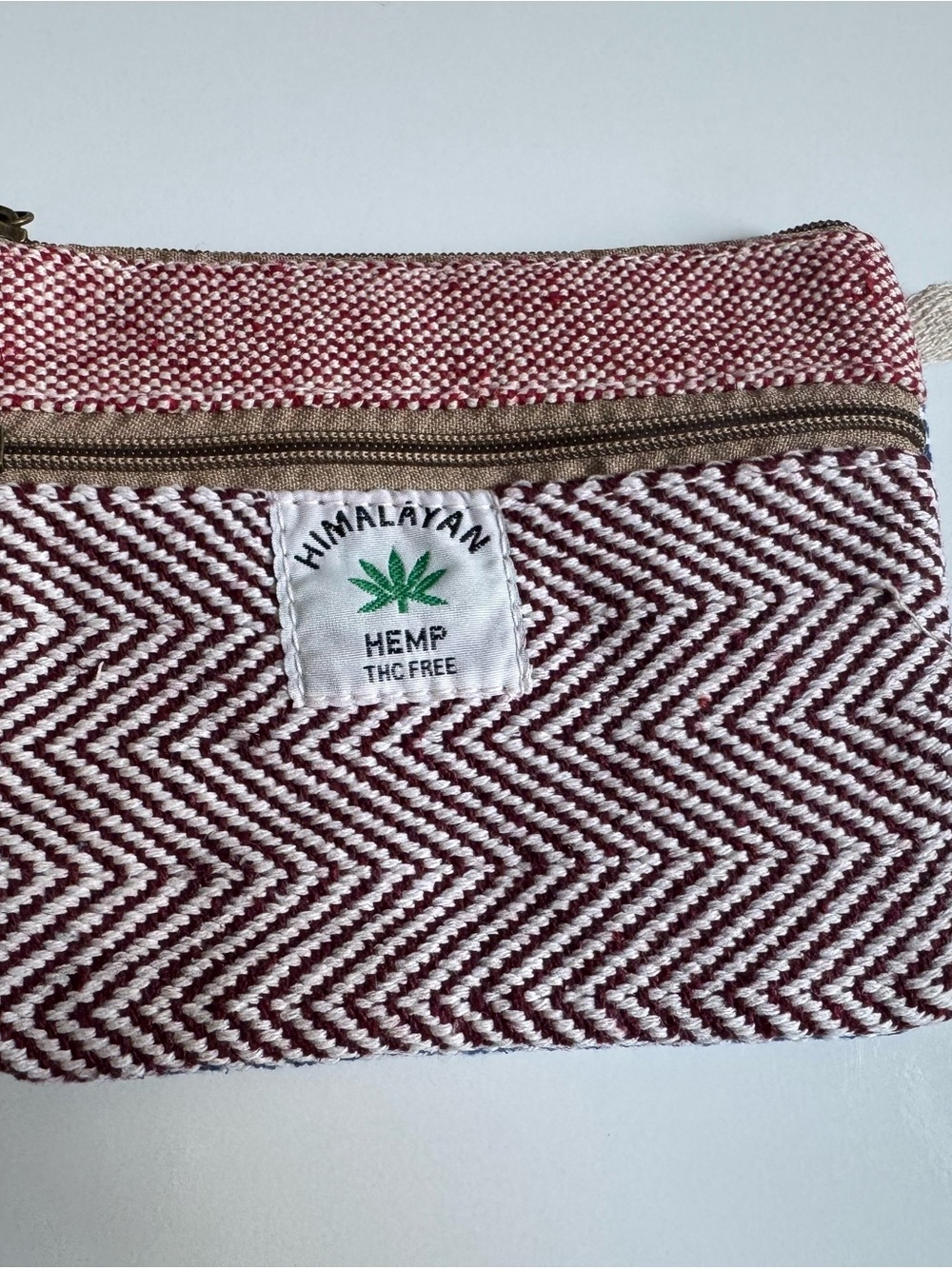Himalayan Hemp Red & Cream & Blue Woven Wristlet Clutch NEW